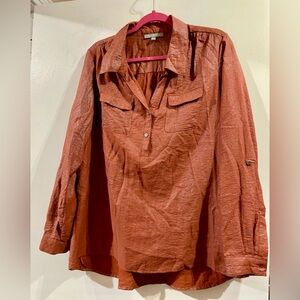 NY Collection Copper Button-Down Shirt